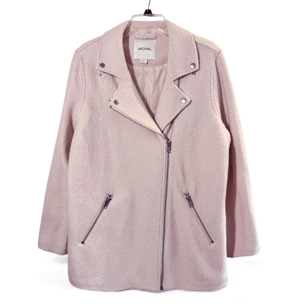 Monki Women’s Tweed Pink Biker Jacket NWOT - Size M